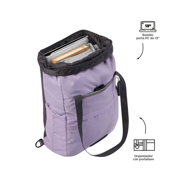 Morral Para Mujer Gloty Con Porta Pc De 13 2 En 1 Color Morado