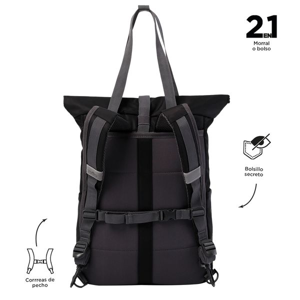 Morral Para Mujer Gloty Con Porta Pc De 13 2 En 1 Color Negro