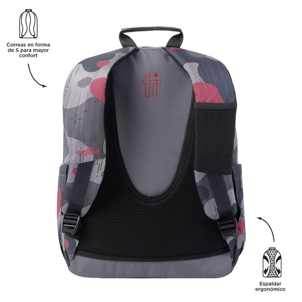 Morral Acuarela Ergonómico Con Porta Pc De 14 Color Gris