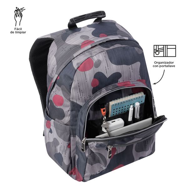 Morral Acuarela Ergonómico Con Porta Pc De 14 Color Gris