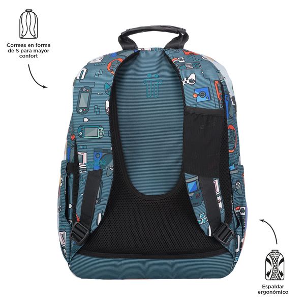 Morral Acuarela Ergonómico Con Porta Pc De 14 Color Gris