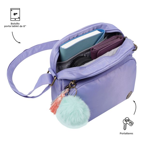 Bolso Pequeno Con Porta Tablet Corneana Color Morado