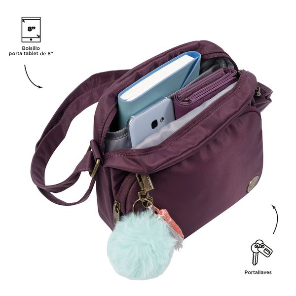 Bolso Pequeno Con Porta Tablet Corneana Color Morado