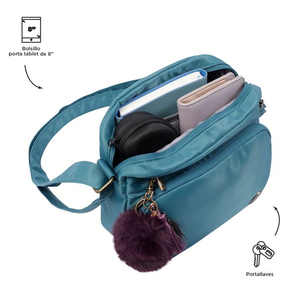 Bolso Pequeno Con Porta Tablet Corneana Color Azul