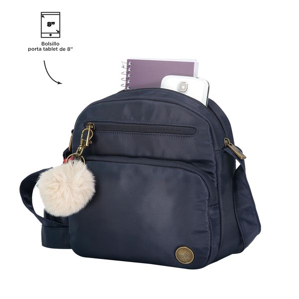 Bolso Pequeno Con Porta Tablet Corneana Color Azul