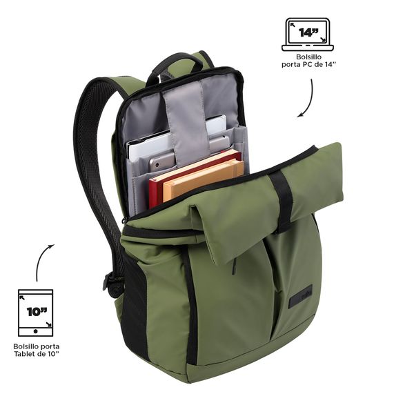 Morral Flappo Porta Pc Y Porta Tablet Color Verde