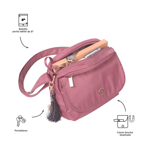 Bolso Manos Libres Mujer P Tablet Corneana 20 Pequeno Rosado