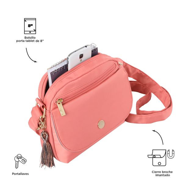 Bolso Manos Libres Mujer P Tablet Corneana 20 Pequeno Rosado