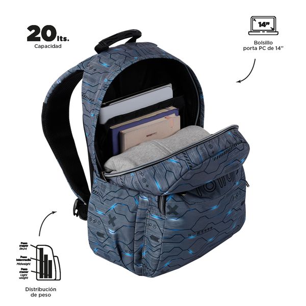 Morral Hombre Acuarela Escolar Gris