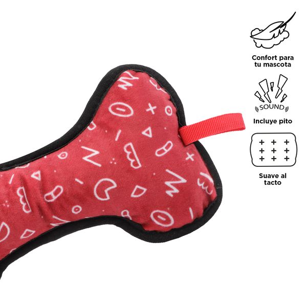 Juguete Bone Para Mascota Color Rojo Talla U