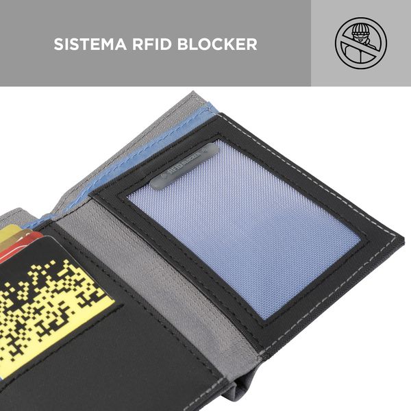 Billetera Lona Rfid Dimik Color Gris