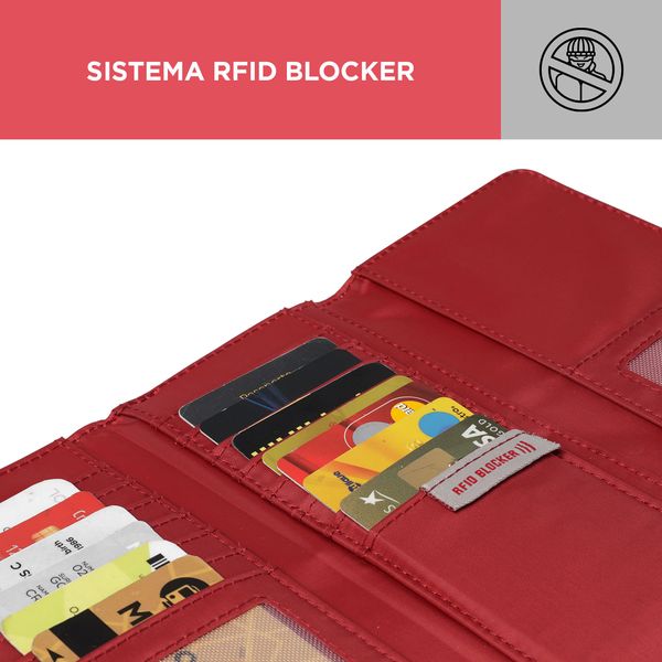 Billetera Pu Leather Rfid Subra Color Rojo