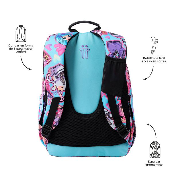 Morral Mujer Acuarela Escolar Azul