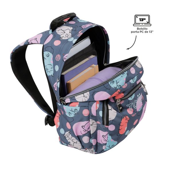 Morral Mujer Gommas Escolar Gris