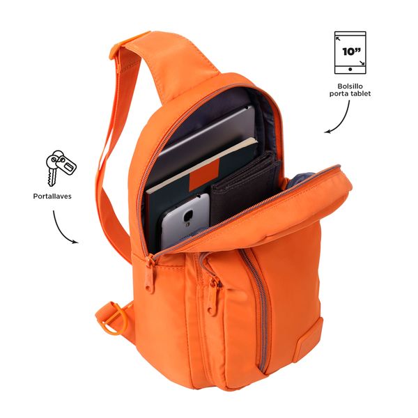 Bolso Manos Libres Hombre Crossover Tracer Pequeno Naranja